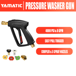 YAMATIC Pressure Washer Short Gun with 5 Spray Nozzles M22-14mm & M22-15mm Fitting Replacement for Ryobi Karcher Greenworks Craftsman Troy Bilt Honda and More 4000 PSI