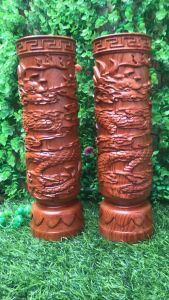 Ống cắm nhang thờ phong thủy gỗ hương đá kt 30/8/8