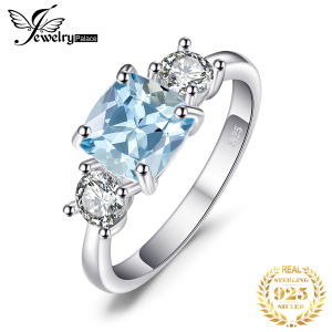 JewelryPalace 1.9ct Square Sky Blue Topaz 3 Stone Wedding Ring