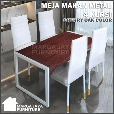 Meja Makan marmer Set 4 Kursi Stainless Steel dining table