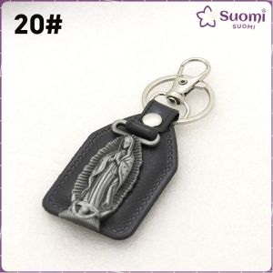 Suomi Metal Keychain Cross Leather Keychain for Small Gift Mens Car Keychain