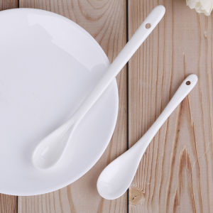 Ginca Spoons Long-short white Porcelain Coffee Soup sugar Tea Dessert Cutlery