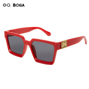 OQ BOGA 6 Phong Cách Retro Nhiều Màu Sắc Khung Vuông Kính Mát Nữ Full Viền Trang Trí Kim Loại Kính Chống Nắng UV400