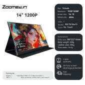 【Local Warehouse】ZOOMEDIN 14/15.6/18.5/21.5 FHD Ultra-Slim Portable Monitor for Laptop100% SRGB External monitorDual Speakers Extender Display. with Smart Cover for LaptopPC Phone Xbox PS4/5 Switch【Delivered Whinin 72 Hours】