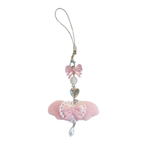 Soft Plush Style Mobile Phone Chain With Feather Charm And Ribbon For Women Fashion Phone Lanyard Gift