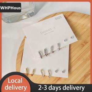 [COD] WHPHous Ship within 24 hours 1 Set New Fashion Metal Circle Drop Small Earrings For Women Trend Pendant Earrings Set Jewelry Gifts