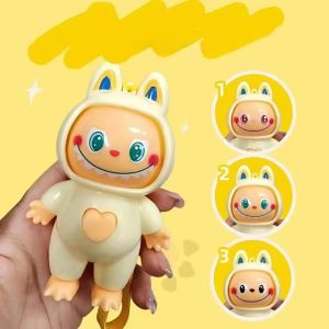 Móc khóa Labubu dồ chơi thay đổi mặt móc khóa cảm xúc Labubu vô tri đổi biểu cảm siêu đáng yêu