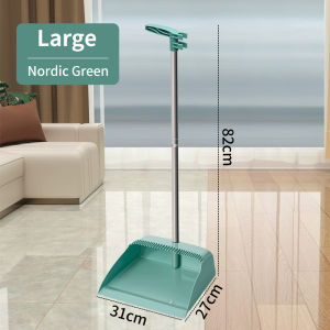 Jbos 2024 New broom and dustpan set Household Hot selling Sturdy Durable Thick Plastic Soft-Fur Non-Viscous Magic broom Gray & Green Long Handle Broom-Cleaning 2in1 DustPan