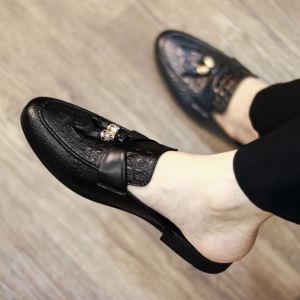 GIày Sục Nam Chuông Da Mờ Dập Vân Cá SấuChuông Hoa Vàng Siêu ĐẹpMẫu Mới Nhất Năm