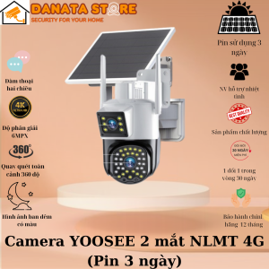 (Lỗi 1 đổi 1) Camera Yoosee Năng Lượng Mặt Trời 4G 2 mắt quay đêm có màu 18.0mp - đàm thoại 2 chiều -bảo hành 12 tháng