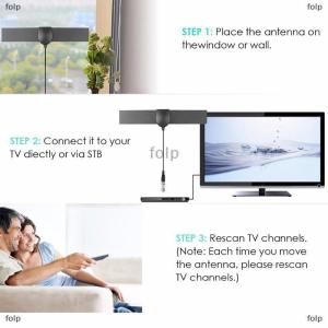 [COD] folp 25 dặm phạm vi Antenna TV kỹ thuật số HD 4K Antena kỹ thuật số trong nhà HDTV hỗ trợ 1080P
