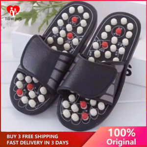 Accupressure Foot Reflex Massage Slippers Healthy Foot Reliever Pain Relief Acupuncture Therapy Slippers For Men & Women Reflexology Black Rubber