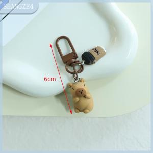【SHANGZE4】 Resin Coffe Capybara Keychain Funny Capibara Bag Hanging Cute Funny Fashion Anime Keyring Mobile Phone Hanging Accessories
