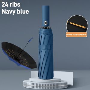 Upmarket Full-Automatic Umbrella 24-Ribs Dual-Purpose Umbrella Large Anti UV Sun Rain Folding Umbrella