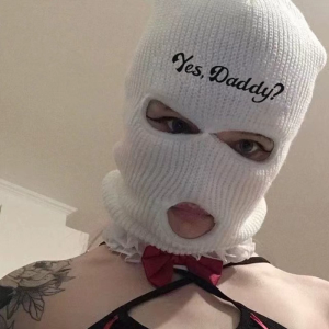 Fashionable Full Face Mask 3 Hole Face Ski Knit Mask Adult Letter Embroidered Warm Knit Full Face Mask for Outdoor Sport