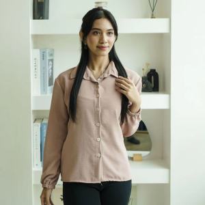 GDTIMA Mira Shirt Kemeja Kasual Kemaja Korea Kemeja Kantor Kemeja Lengan Karet Blouser Atasan Wanita Kemeja Polos