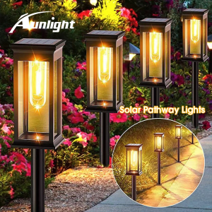 Aunlight Solar Garden Light Outdoor Courtyard Lamp Ip65 Waterproof Solar Tungsten Lights for Garden Yard Lawn Backyard Landscape Porch Decor