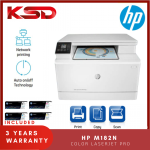 HP Color LaserJet Pro MFP M182n PRINTER /HP M182N PRINTER . C/W HP Original 215A BCMY 1 Set Toner. 3 Years OnSite Warrany by HP Malaysia.