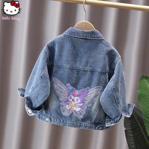 Christmas Gift Halloween Hello Kitty Sanrio Girls New Fashion Cartoon Denim Jacket Spring Autumn New Kawaii Casual Coat Kuromi Kid Anime Lounge Clothes