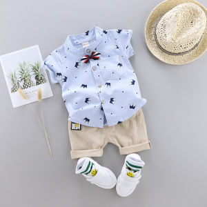 IENENS Summer Toddler Short Sleeves Clothing Sets 0-4 Years Baby Cotton Outfits 2PCS Boy Shirts + Shorts Kids Casual Clothes Suits