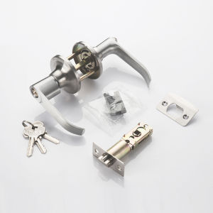 Lever-type stainless steel door handle lock set suitable for room and bathroom doors 3 keys