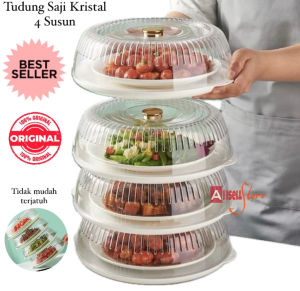 (BISA COD) PROMO Rak Tudung Saji 4 Susun Crystal / Tudung Saji Kristal Modern Susun / Penutup Makanan / Tempat Buah & Tempat Kue / Vacuum Food Cover / BPA FREE / Penutup Makanan Tingkat / Pelindung Debu Makanan / Tudung Saji Bulat