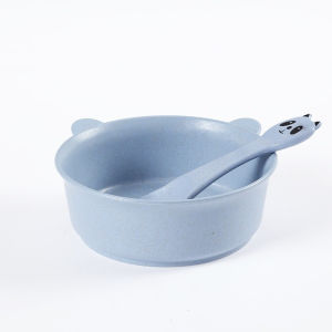 QSHL0343 Mangkok Mangkuk Piring Makan Anak Balita Bayi Silikon Silicone Wheat Straw Bowl Bentuk Beruang