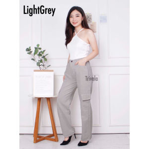 TRIVELA - CELANA CARGO KARET / CELANA CARGO HIGHWAIST LOOSE JEANS WANITA WARNA / CELANA CARGO HIGHWAIST BAGGY JEANS CELANA PANJANG KANTONG WANITA