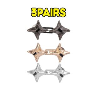 3Pairs Adjustable Waist Buckle Cross Star Shape Jean Buttons Pins Detachable Metal Buttons Waist Tightener Clothing Accessories