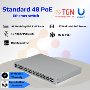 Ubiquiti UniFi Standard 48 PoE USW-48-POE *UK Power Cord*