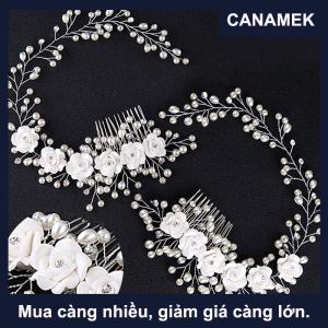【CANAMEK】 Sang Trọng Đám Cưới Tóc Trang Sức Cho Cô Dâu Ngọc Trai Tóc Lược Làm Tay Tóc Phụ Kiện Mới