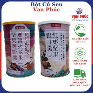 [ Combo 2 Hộp Miễn Ship] Bột Củ Sen Mix Táo Đỏ Hạnh Nhân Ngân Nhĩ + Hạnh Nhân Thanh Long hộp 500g