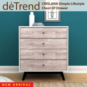 deTrend CRISLANA 4 drawer bedside table home bedroom solid wood base 4 drawer cabinet living room side table suitable for bedroom living room--5263