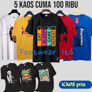 Paket 5pcs Kaos Distro /(COD) PAKET 5PCS 100K KAOS DISTRO PRODUK TERBARU | KAOS PRIA | TSHIRT | ATASAN PRIA | KAOS DISTRO | KAOS MOTIF