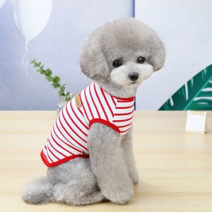 MIRELAE Xuân Hè Áo ghi lê không tay cho chó con Bông Sọc sọc Áo len cho chó nhỏ Dễ thương Mềm mại Áo thun hình mèo con dành cho chó nhỏ và chó lớn