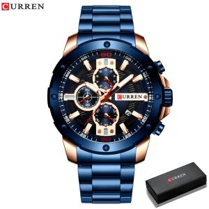CURREN Men Watches Stainless Steel Band Quartz Wristwatch Military Chronograph Clock Male Fashion Sporty Watch Waterproof (8336)