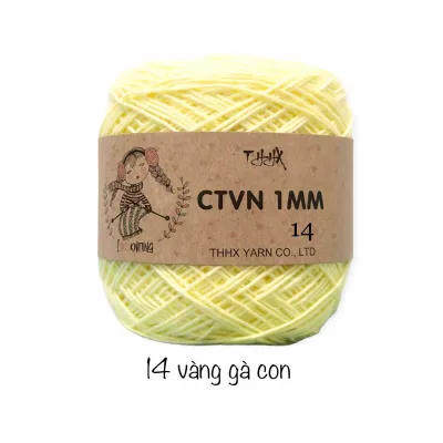 Len Sợi Cotton Việt Nam 1mm nhãn THHX(100g-Bảng màu 1) có temmác dùng để móc áomóc túimóc mũ