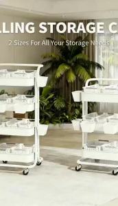 Multi Layer Storage Trolley Cart 3 Tier 4 Tier with Lockable Wheels Large Basket Organizer for Kitchen Bathroom Salon