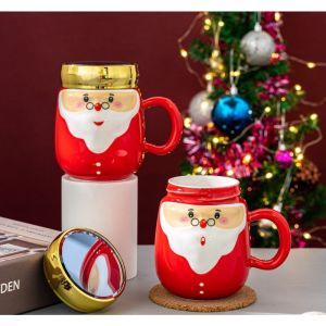 Gelas // MUG Ceramic Natal PomPom Lucu Santa Clause // Hampers Souvenir // DENGAN BOX
