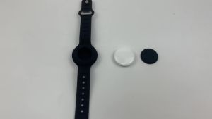 Waterproof AirTag Bracelet for Kids Wristband for Air Tag Hidden Silicon Holder for Toddler Child Elder GPS Tracking Tagging Watch Band (Pink Green)