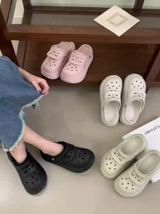 New Thick-Soled Clog Sandals For Women Summer Non-Slip Versatile Height-Increasing Closed-Toe Slippers For Female Students