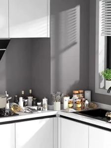 Wall Hanging Storage Rack Stainless Steel Wall Cabinet Condiment Jar Kitchen Organizer Rak Dapur收纳架