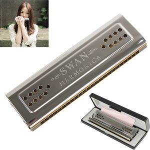 Professional Swan 24 Holes Key of C&G Double-side Tremolo Harmonica Musical Instruments Professional2026