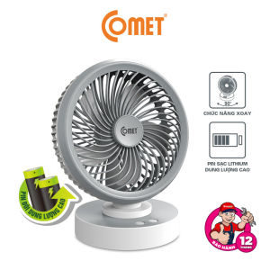 Quạt Sạc Tích Điện Để Bàn Đa Năng COMET CRF1506 7W 4 Cấp Độ Gió Xoay 90 Độ Để Bàn Văn Phòng