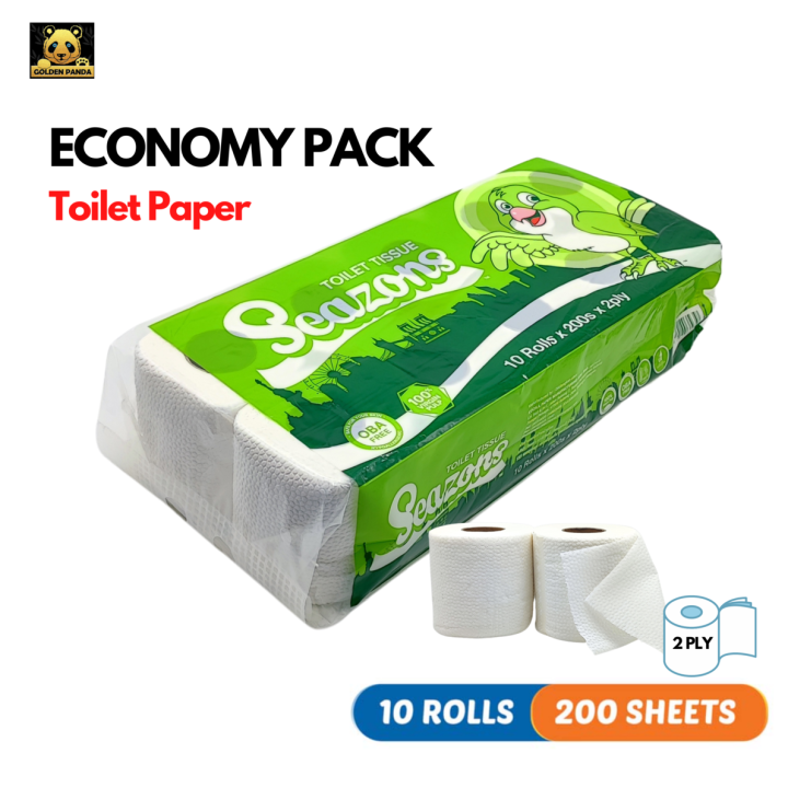 Seazons/ Softis Economy Pack Toilet Tissue Roll / Pulp Paper 2ply 10 Rolls Per Pack / Toilet