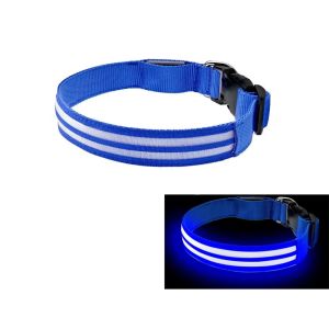 MAOMEI Có thể điều chỉnh Vòng cổ phát sáng cho chó Chất liệu Nylon Đèn nhấp nháy Vòng cổ phát sáng cho thú cưng Thoải mái Chống thấm nước Vòng cổ chó phát sáng LED Đi bộ đêm