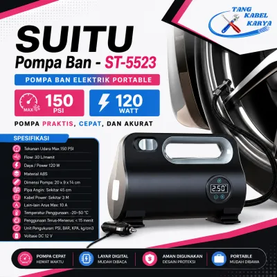 SUITU Pompa Ban Kompressor Mobil Elektrik Car Tire Inflator Portable 150PSI 120W - ST-5523