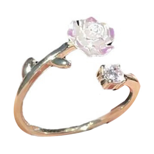 Lightweight Floral Adjustable Ring Cubic Zirconia Rose Finger Alloy For Women Gift Bridal Versatile Accessory