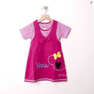 Baju Anak Cewek Perempuan Dress Overall Kaos Katun Usia 3 4 5 6 7 8 Tahun Bordir Mouse
