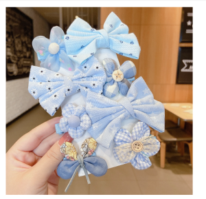 8 Pcs Kids Flower Bow Hair Clip Set Cute Sweet Color Hairpin Accessories